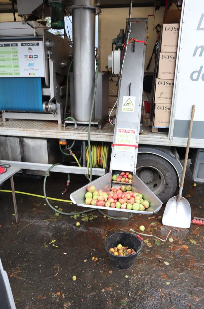 le pressage des pommes de l'écomusée de la baie pour obtenir